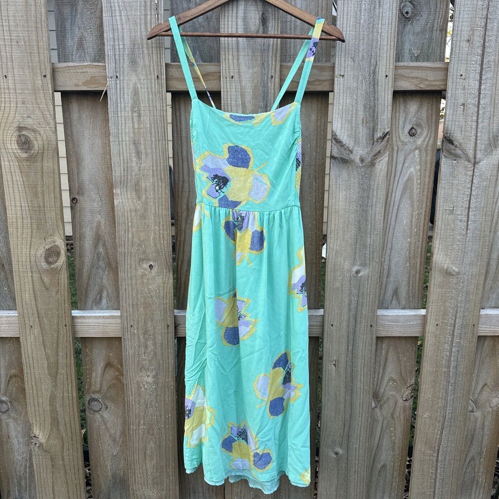 New Corey‎ Lynn Calter Womens Green Anthro Sketchbook Floral Midi Dress Large